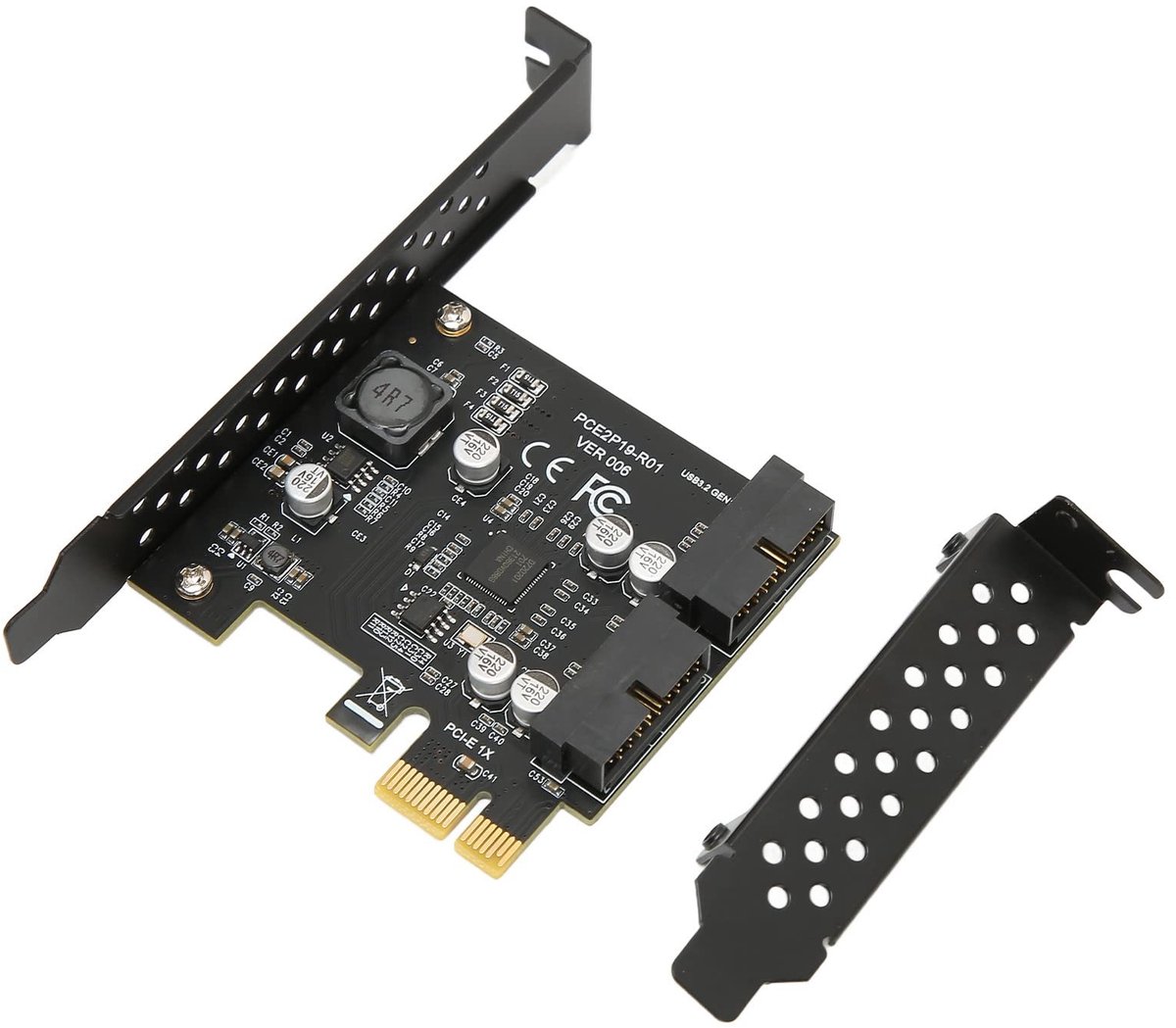 Allecto - PCIe naar USB 3.2 Gen 1 Kaart - 2x USB 3.2 GEN1 19PIN - Voor Desktop PC