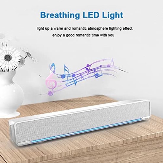 SPHProducts - Soundbar - USB Bedrade Stereosoundbar - 3D Stereogeluid - Blauw LED-ademlicht - Desktop Luidsprekers - Geschikt voor TV en Gaming van Merkloos — afbeelding 5
