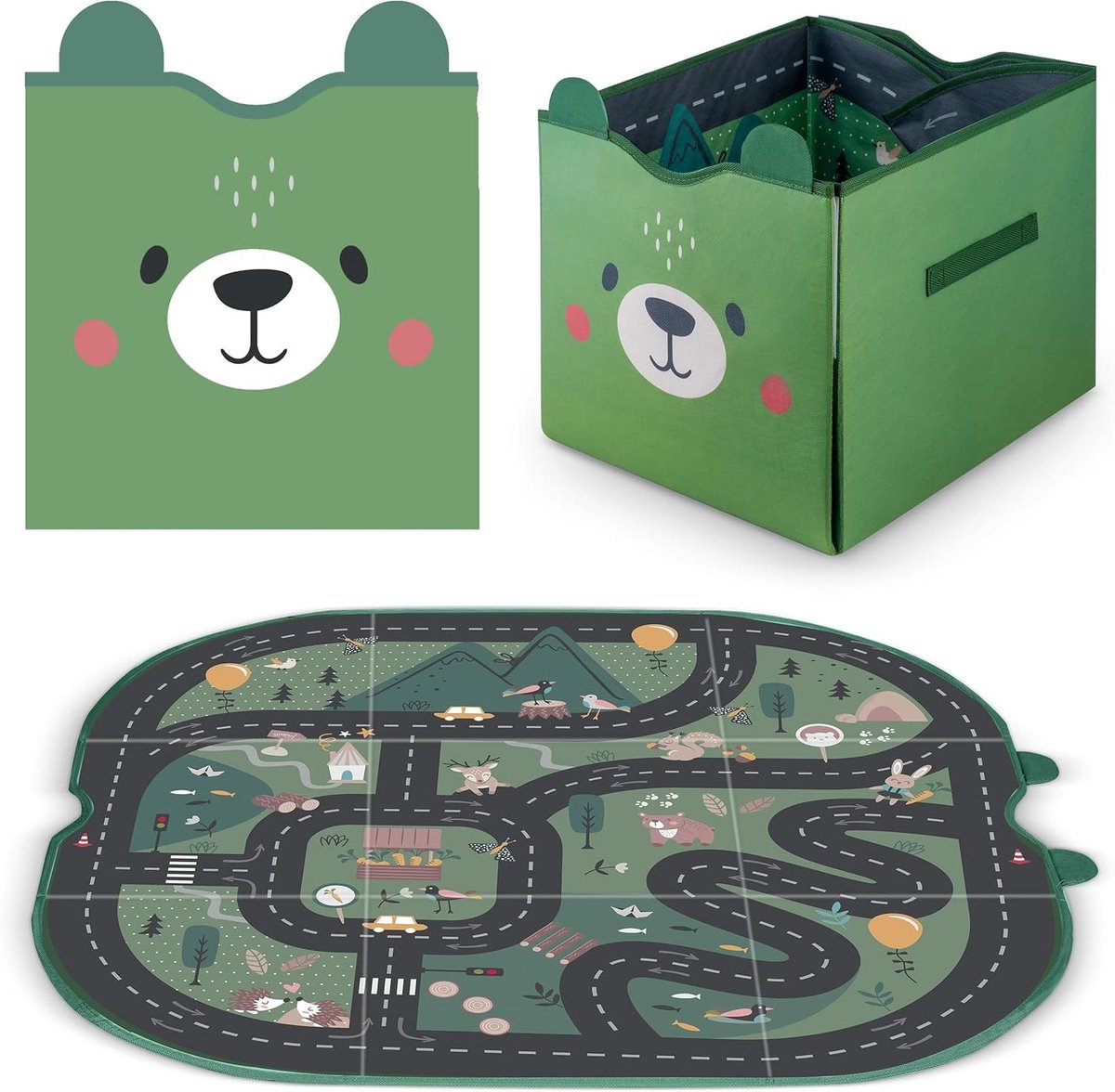 Opvouwbare Speelgoedmand - Opbergdoos Speelmat - Kinderkamer Organiseren - 2-in-1 Functie - 40 Liter - Groen