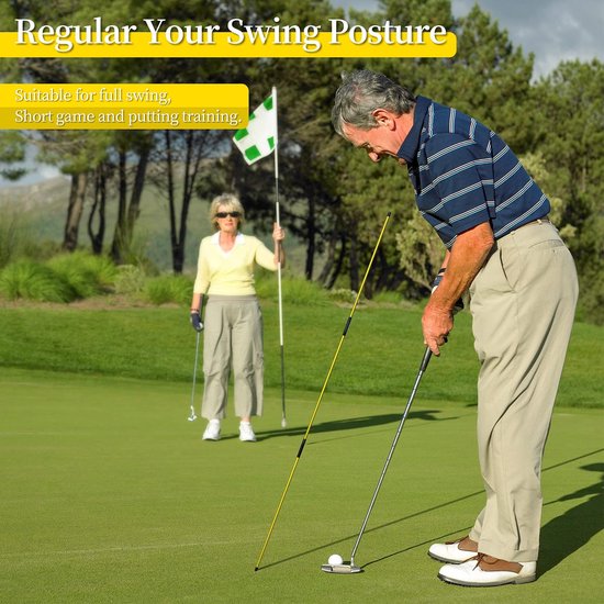 Allecto - Golf-uitlijnstokken - Set van 2 - Ideaal voor golftraining - Geel - Oefening en houding verbeteren - Inklapbaar en lichtgewicht van Allecto — afbeelding 2