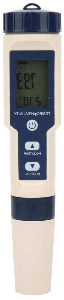 Waterkwaliteit Tester - PH Meter TDS EC - Water Testen - 5-in-1 Functie - IP67 Waterdicht - Zwart