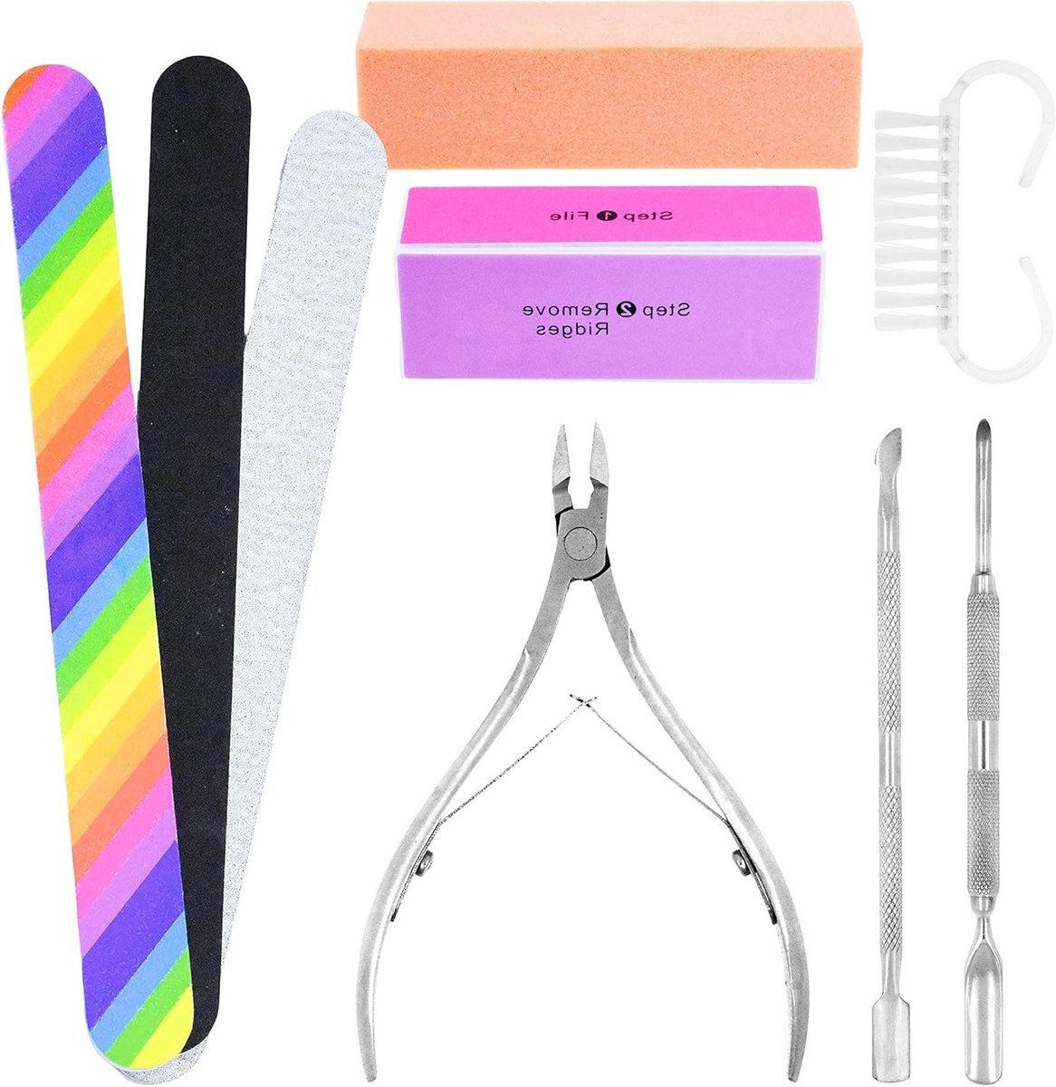Nagelvijl en Buffer Set - Manicure Kit - Nagelverzorging Thuis - Professionele Roestvrij Staal Gereedschappen - 9 Stuks - Niet gespecificeerd