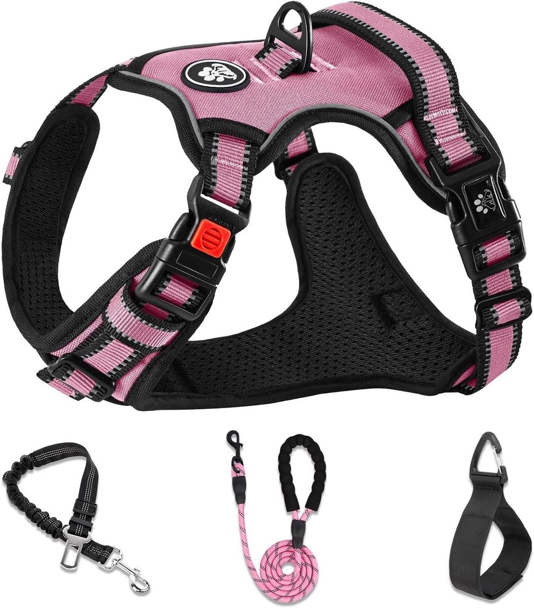 Hondentuig - Honden Harnas - Veilig Wandelen - Geen Trek Ontwerp - XS nek 25-28cm borst 33-43cm - Roze