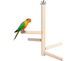Vogel Zitstok - Vogel Speelgoed - Vogelkooi Inrichting - Natuurlijk Hout Materiaal - 26 cm - Natuurlijk