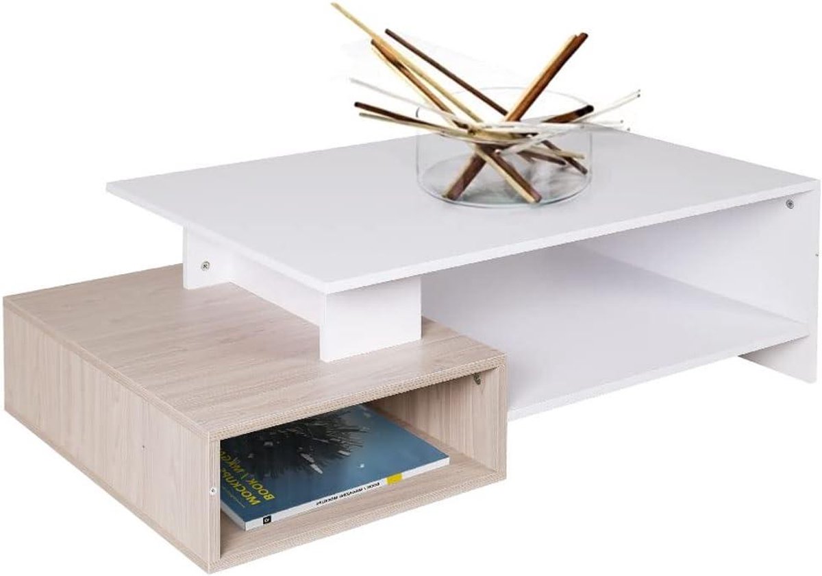 Salontafel met 4 legplanken - Koffietafel Hout - Woonkamer Inrichten - Modern Minimalistisch Design