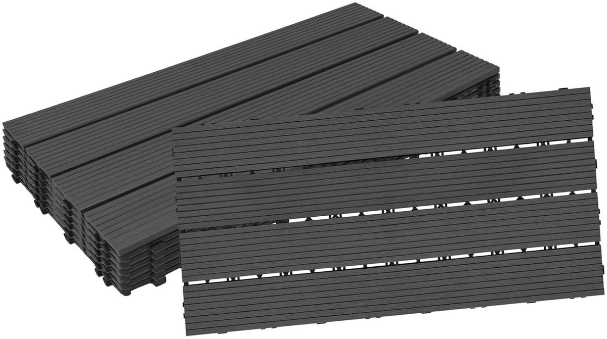WPC kliktegels - Terrastegels Balkontegels - Buitenruimte Vernieuwen - Drainagesysteem - 60 x 30 cm - Antraciet