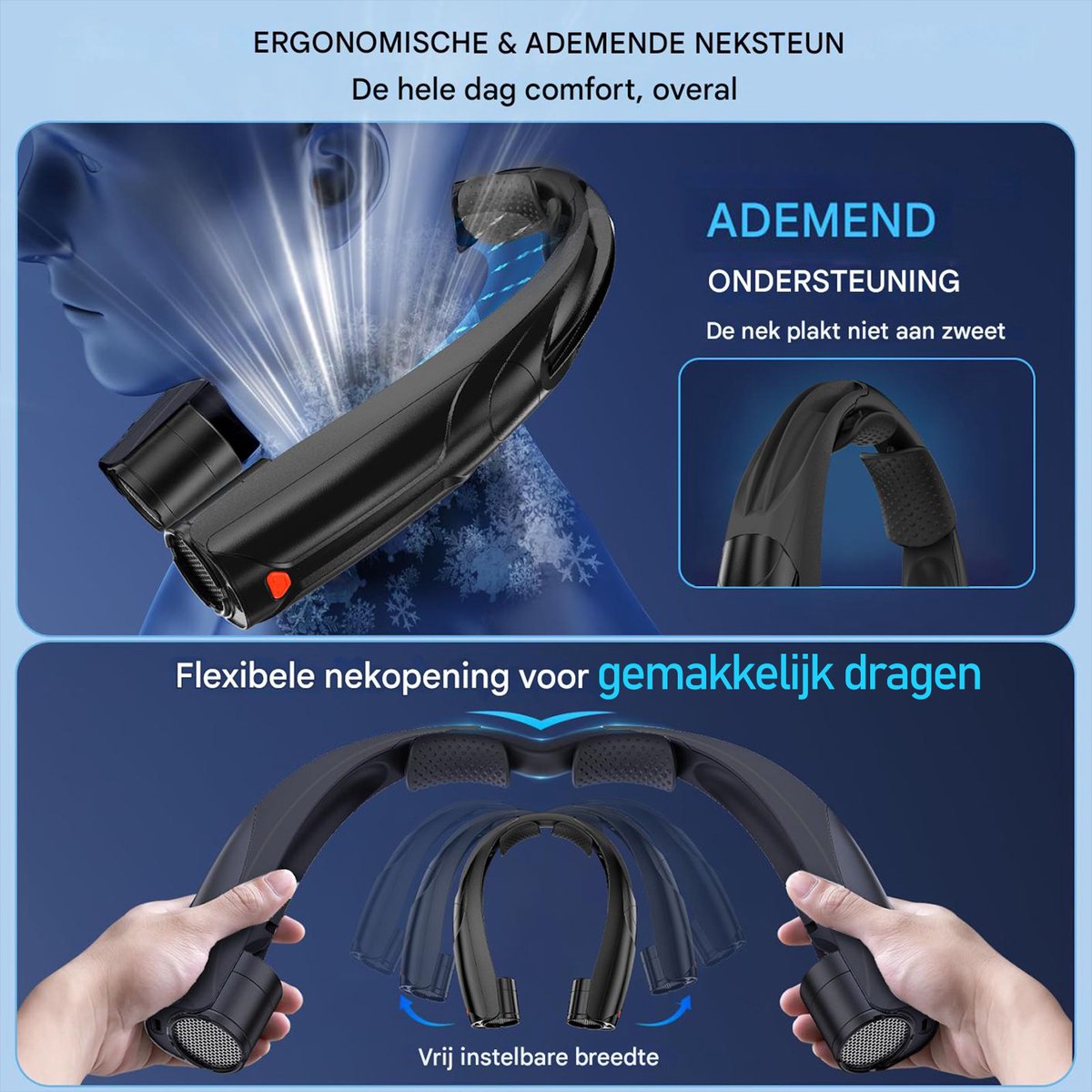 Svintora Draagbare NekVentilator - 6 standen met koeling- 6000 mAh Lange Batterijduur USB Oplaadbaar - Mini Ventilator ideaal Voor Buitensport woon-werkverkeer en Dagelijks Gebruik — afbeelding 4