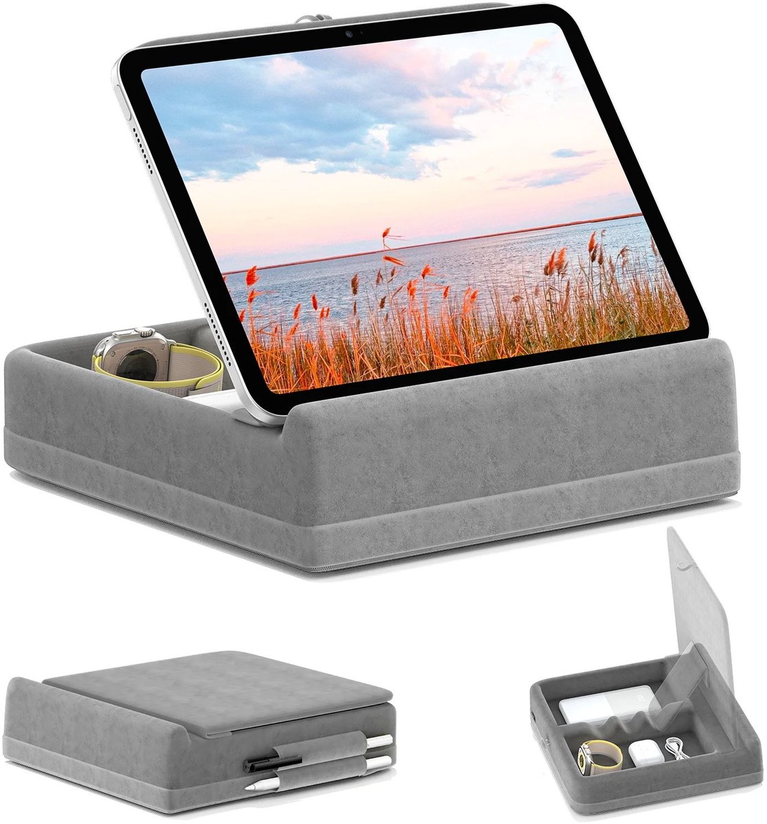 House of Balance Tablet Houder - Tablet Standaard - Tablet Houder Bed - Ipad Houder - Ipad Standaard - Ipad Kussen - Grijs
