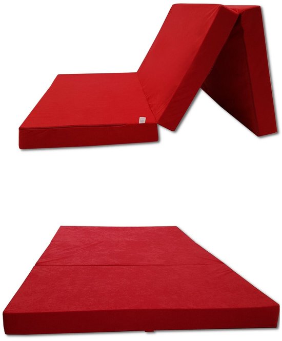 Slaapmat 2 Persoons 200 x 120 x 10 cm - Opvouwbaar Campingmatras met Draagtas - Dikke Ligmat voor Camping, Tent en Logeren, rood van Merkloos — afbeelding 2