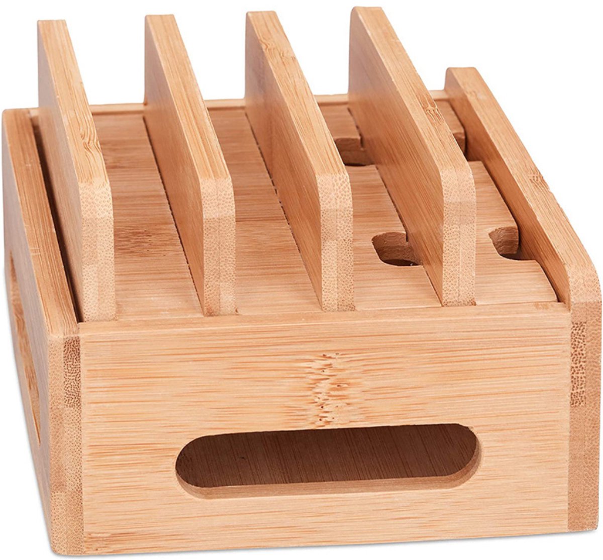 Cuhostki - Bamboe Kabel Organizer Box - Houtkleurig - Voor Bureau Thuis En Kantoor