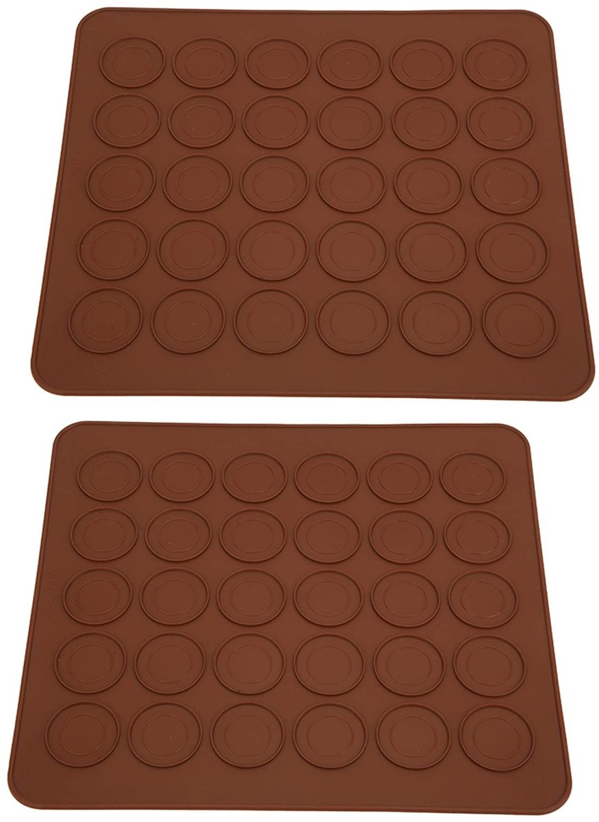 Dailygoody - Macaron Bakmat - Siliconen Bakken Pad - 30 Gaten - Niet Plakkerig - Keuken Accessoire - Geschikt voor Desserts - Koffie Kleur