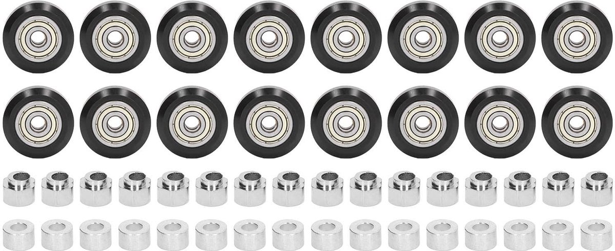 Dailygoody - 3D-printer Katrolwielset - 48PCS Katrolwielen - Zwarte Katrol - Voor 3D-printers - Hoogwaardige onderdelen - Duurzaam en veelzijdig
