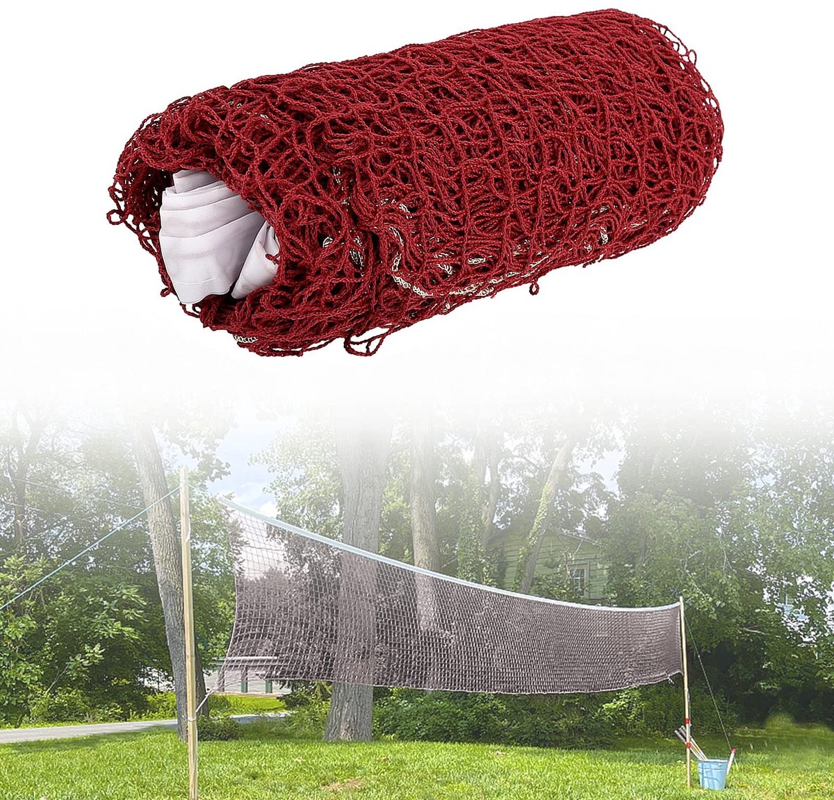 Dailygoody - Draagbaar Badmintonnet - Outdoor Sportnet - Kastanjebruin - Duurzaam en Knooploos - Geschikt voor Buitenactiviteiten - Perfect voor