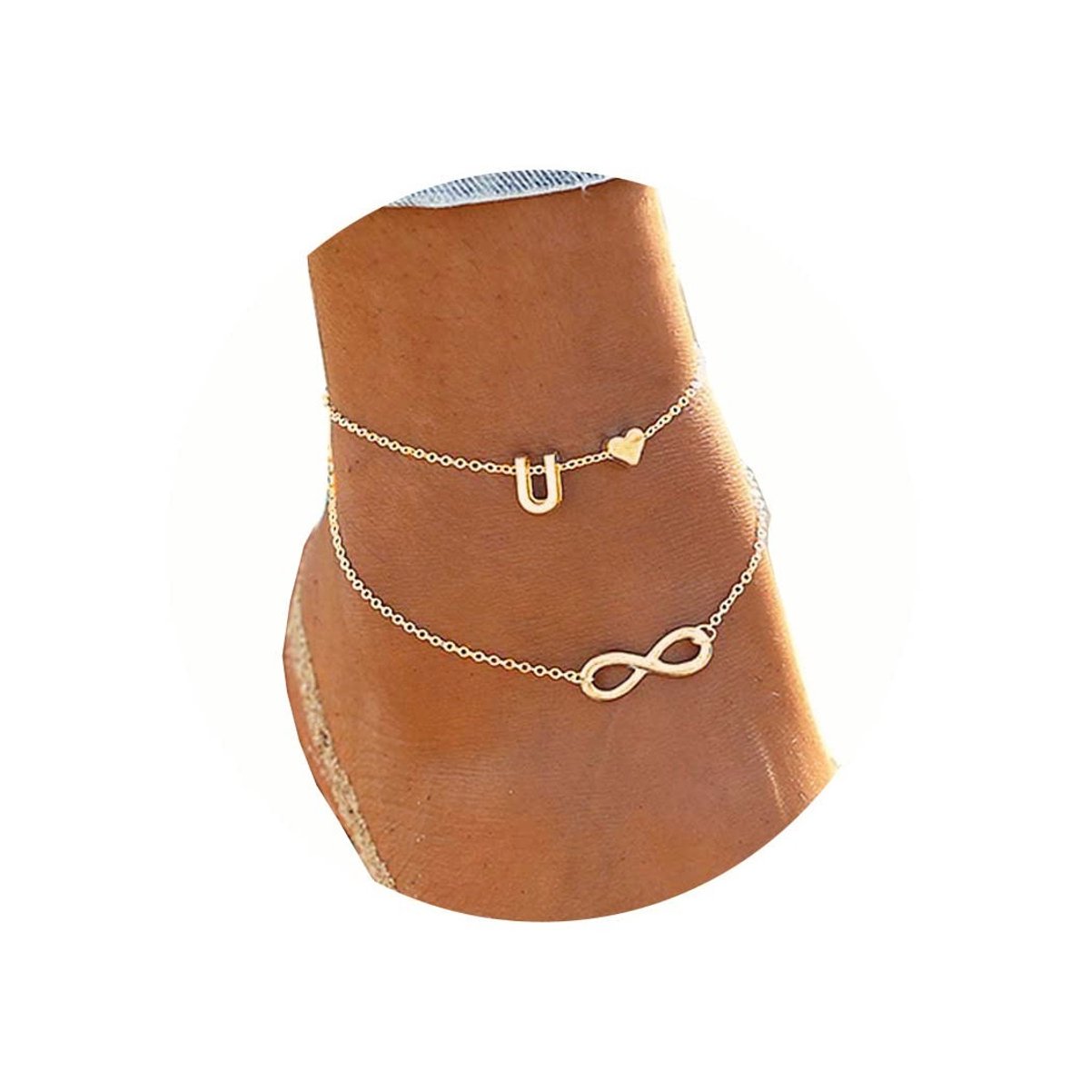 Dailygoody - Boho Parel Dubbele Enkelbanden - Strand Voetkettingen voor Vrouwen - Zilver - Enkele Armbanden - Perfect voor Zomer - Eén maat