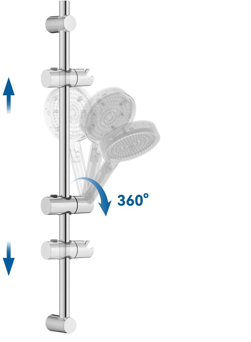 Glijstang voor douche - chroom - 70 cm - verstelbare houder