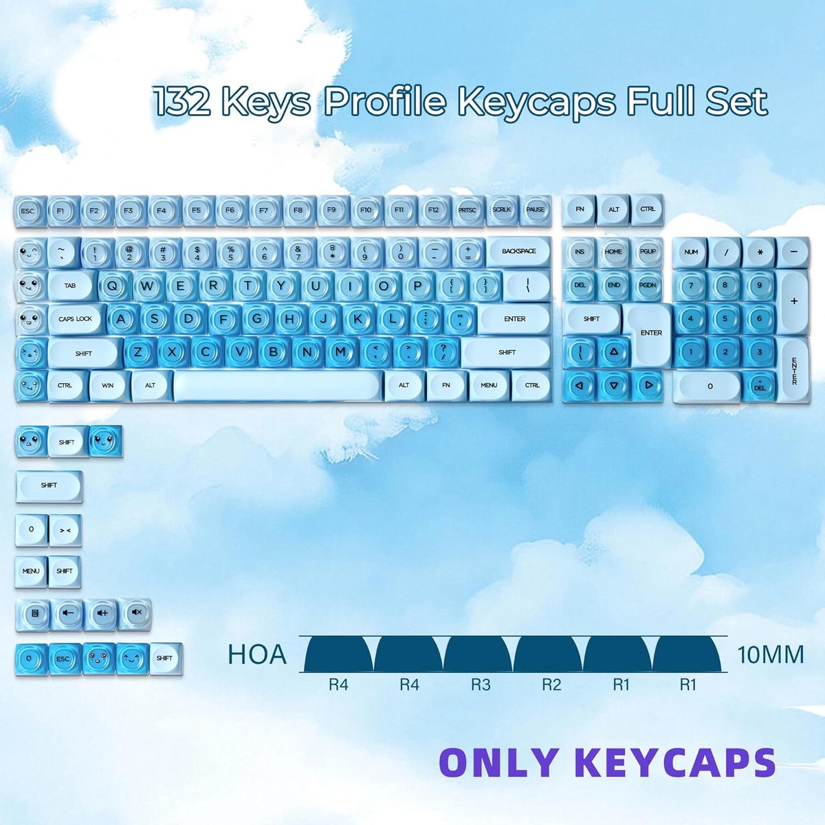 Draadloos Toetsenbord Keycaps - Blauw thumbnail 3
