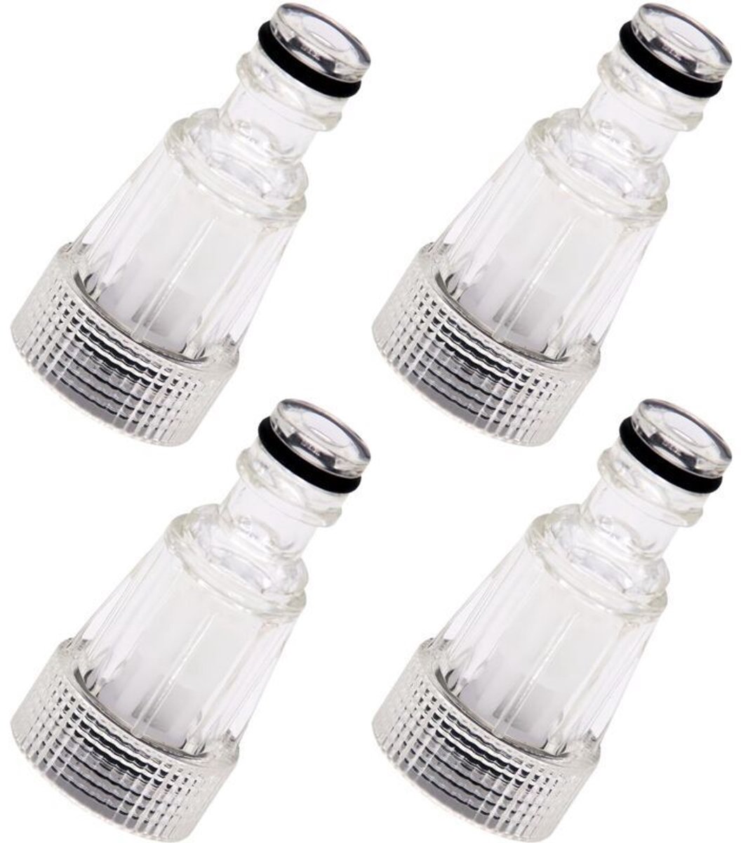 Een vierdelige waterfilterset geschikt voor hogedrukreinigers, ook geschikt voor tuinslangen, waterpompen, tuin- en hogedrukreinigeraccessoires.
