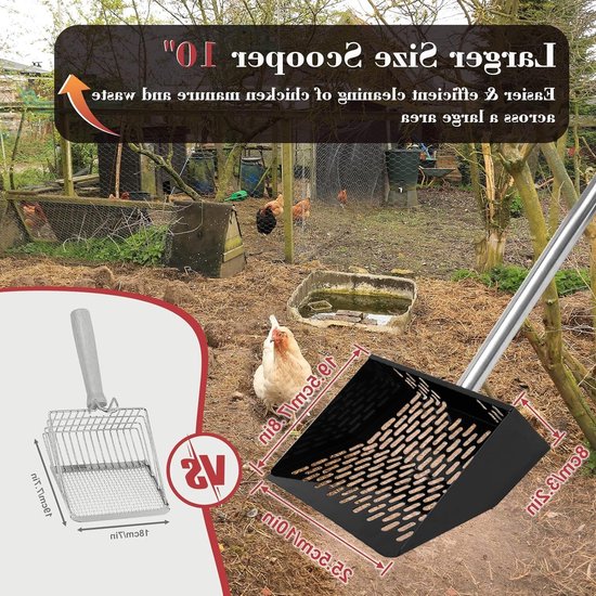Grote Hark voor Kippenmest met 137 cm Handvat, Ideaal voor het Scheiden van Mest en Vuil uit Kippenbedding, Tuinaccessoires voor Dierenverzorging en Composteren van Merkloos	 — afbeelding 2