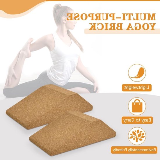 Set van 2 Korken Kniebogen, Calf Stretcher, Yoga Blokken, Antislip Kork, Spierversterking, Flexibiliteit Verbeteren, Comfortabele Ondersteuning voor Stretchen — afbeelding 2