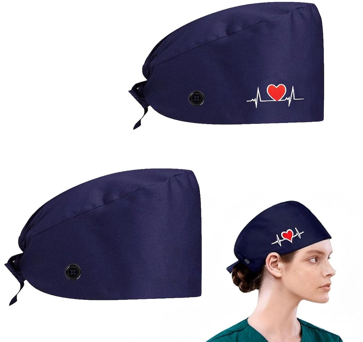 2-Pack Dames Katoenen Hoodies met Knopen - Perfect voor Dokters en Verpleegsters (Navy Blauw)