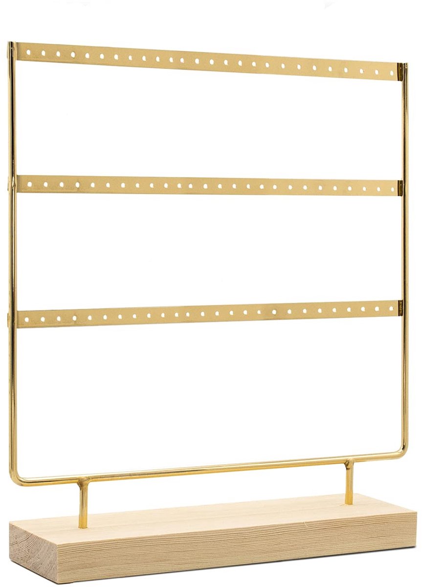 Dailygoody - Sieradenorganizer - Oorbellenhouder - Vintage Sieradenetui - 29 x 27 cm - Metalen en Houten Design - Geschikt voor Dames - 36 Compartiment