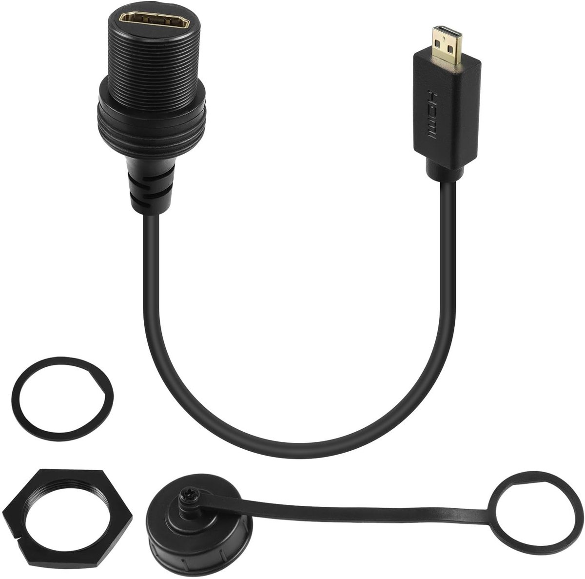 Dailygoody - Micro HDMI 2.0 naar HDMI 2.0 Waterdichte Kabel voor Camera en Auto