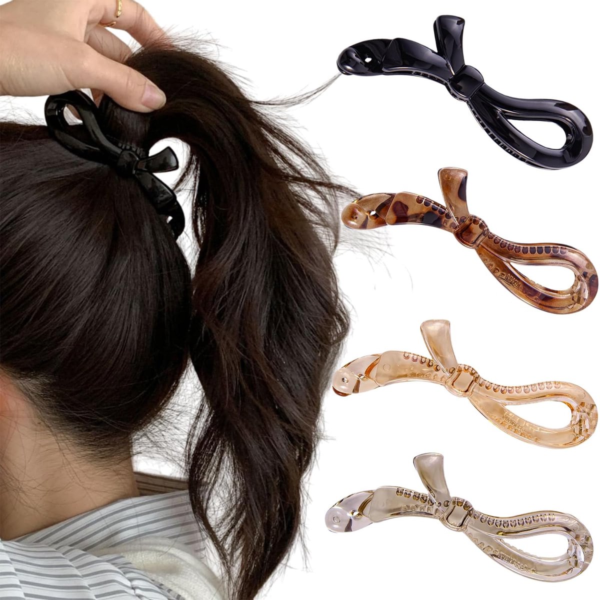 Dailygoody - Bananenhaarspelden - Platten Haarspelden - Schattige Strikken - Geschikt voor Dik Haar - Haarklemmen - 4 Stuks - Perfect voor Vrouwen