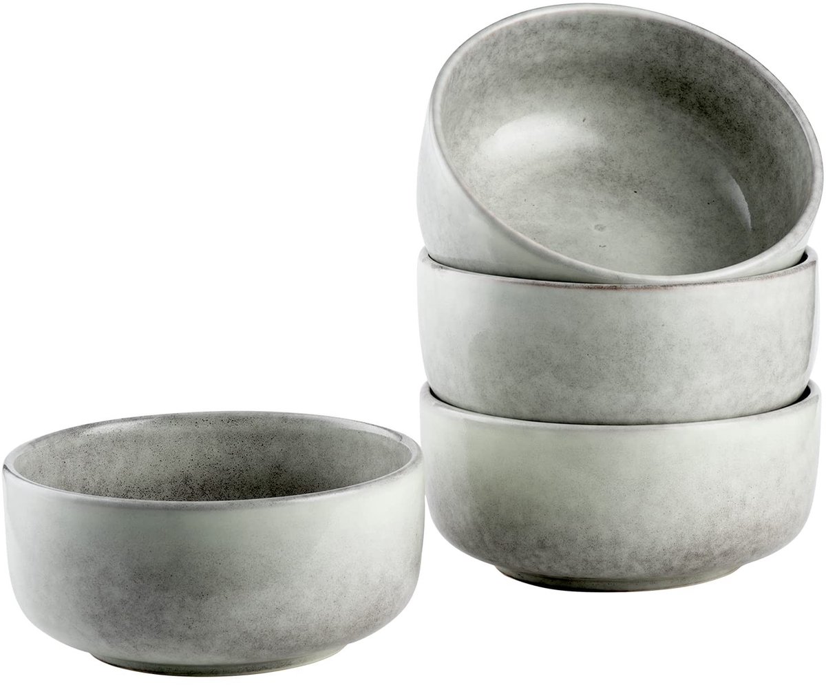 Dailygoody - Mueslikommen - 4-delige slakommenset - Multifunctioneel - Grijs - Soepkommen - Voor 4 personen - Vaatwasserbestendig - Magnetronbest