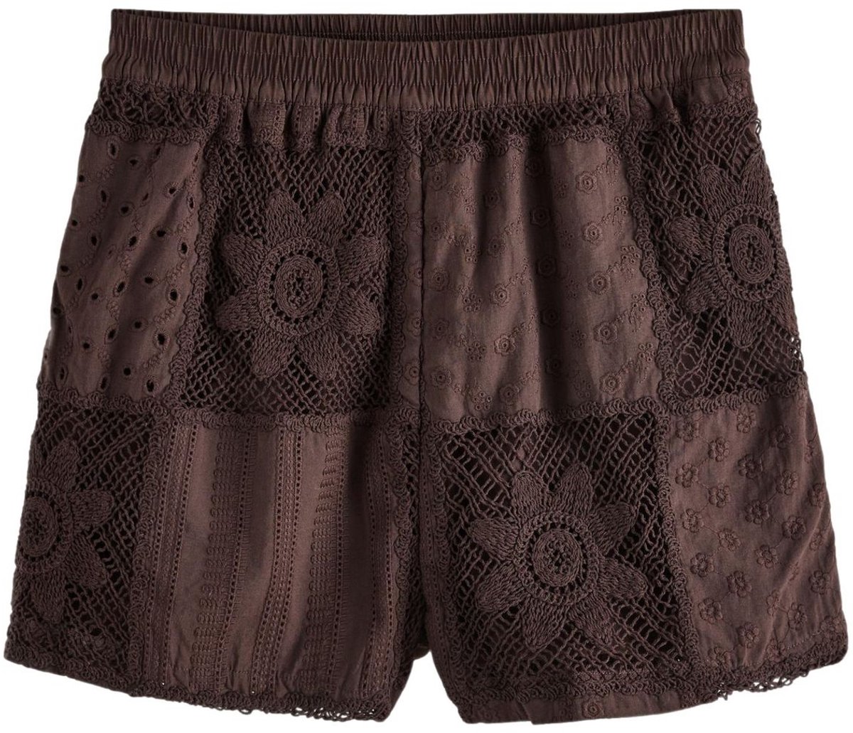 Next - Dames - N. Premium gehaakte short met patchwork - Bruin