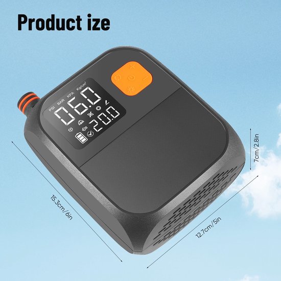 Miryx Elektrische luchtpomp - Luchtbedpomp Hoge Druk 25Psi - Zwembadpomp - Opblaaspomp - Stand-up Paddle Sup Pomp - Oplaadbare 8000 mAh van Merkloos — afbeelding 2