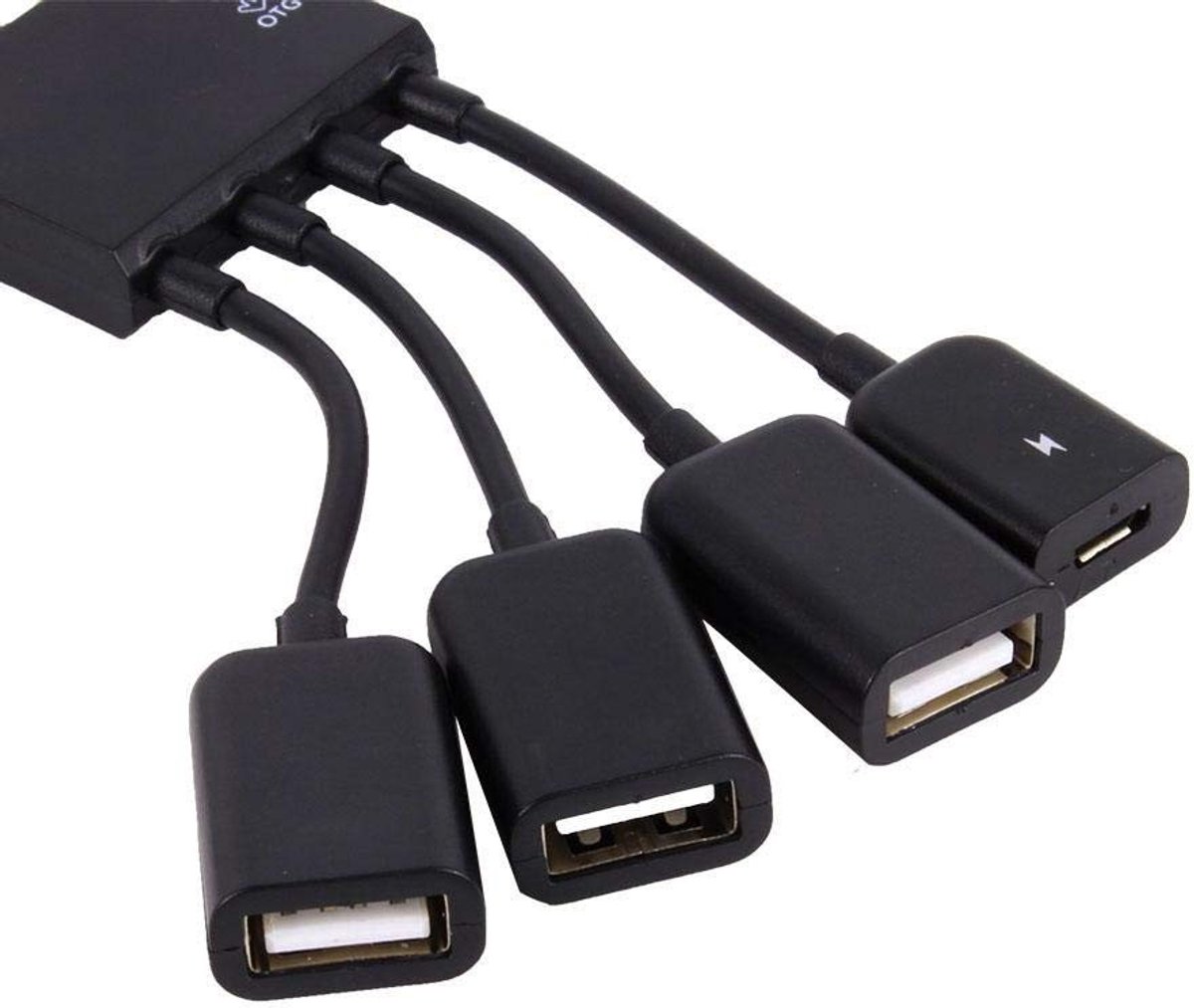 Dailygoody - Micro-USB-splitter - Multifunctionele OTG-hubkabel - Zwart - 4-poorts USB-oplaadkabel - Geschikt voor Android-tablet en Smartphone - ...