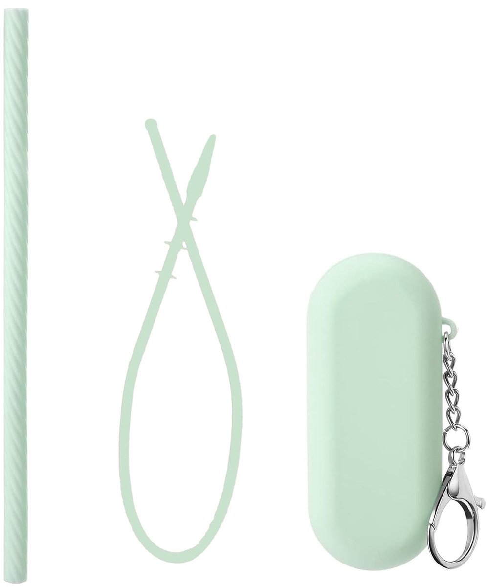 Dailygoody - Set van 4 Herbruikbare Siliconen Rietjes - Kleurige Opvouwbare Rietjes - Inclusief Reinigingsborstel - Handig voor Bubble Tea - Met Opber.