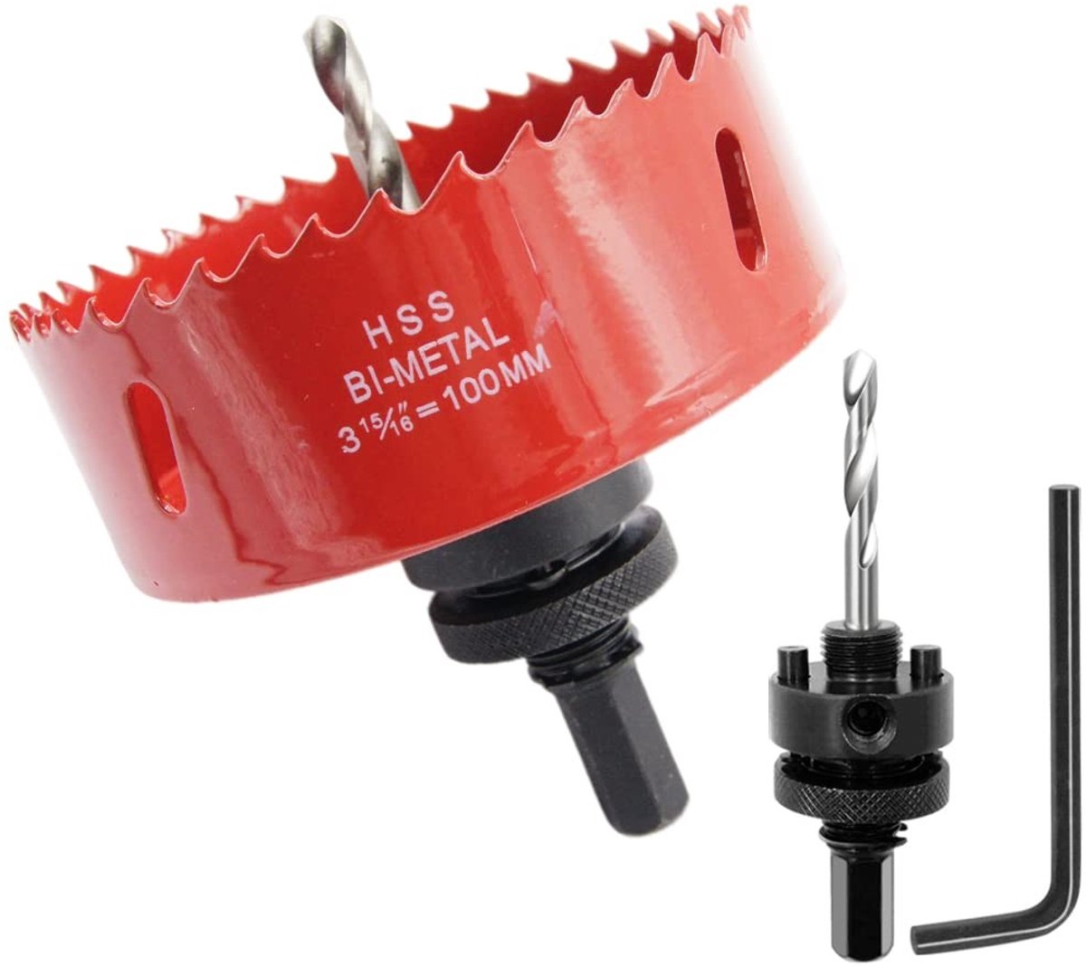 Dailygoody - Crown 100 mm - Heavy Duty Boor - Robuust en Veilig - Rood - Hout en Aluminium - Voor Professioneel Gebruik - 100 mm
