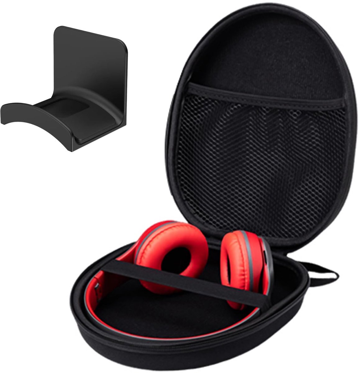 Dailygoody - Opbergdoos voor Hoofdtelefoon - Draagbare Hoofdtelefoontas - Valbescherming - Zwart - Hoofdtelefoonhouder - Ideaal voor Reizen - Inc