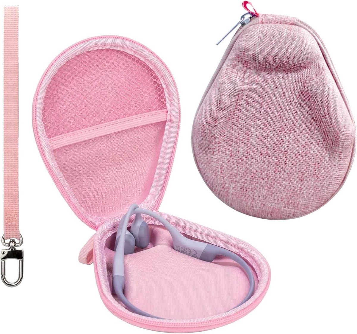 Hardcase voor Botgeleiding Koptelefoon, Compatibel met OpenRun Pro 2 en OpenSwim, Bescherming en Draagbaarheid (Roze)