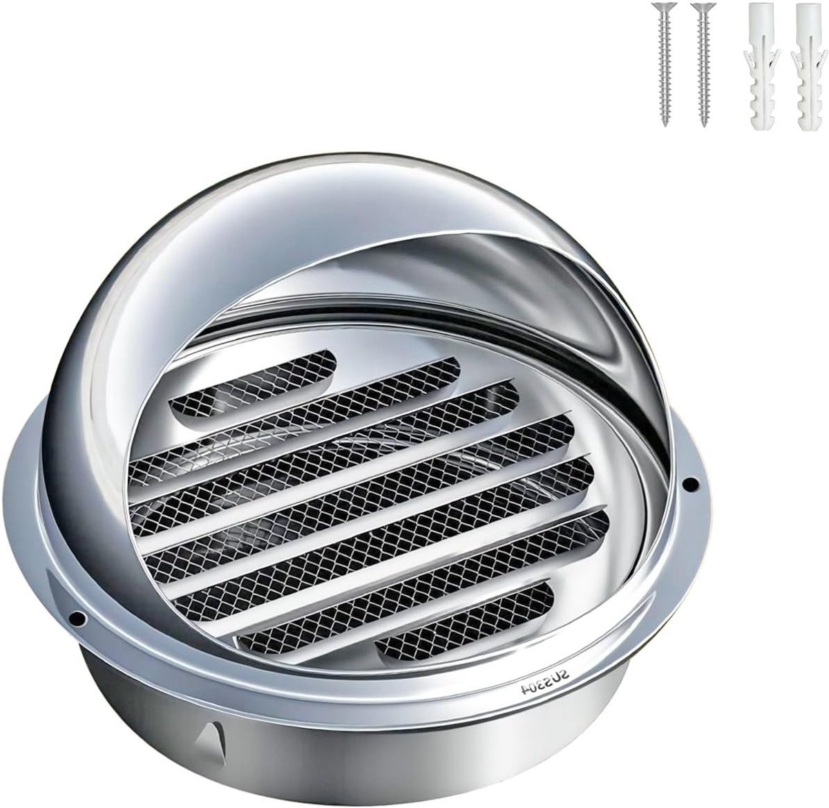 Roestvrijstalen Ventilatierooster met Insectenbescherming, 190 mm, Weerbestendig, Voor Afz