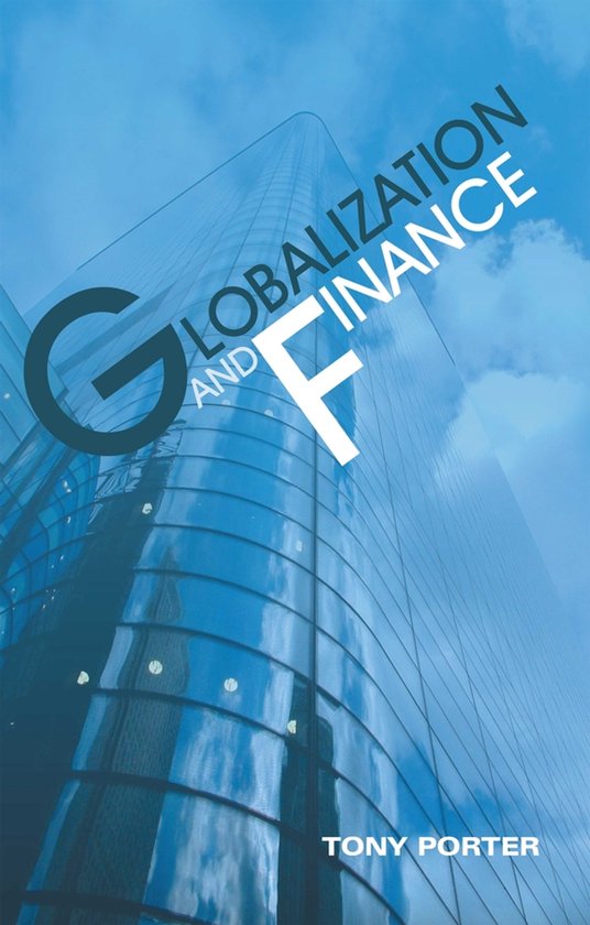 De cover van het boek 'Globalization and Finance' van Tony Porter, met een glimmende wolkenkrabber tegen een blauwe lucht.