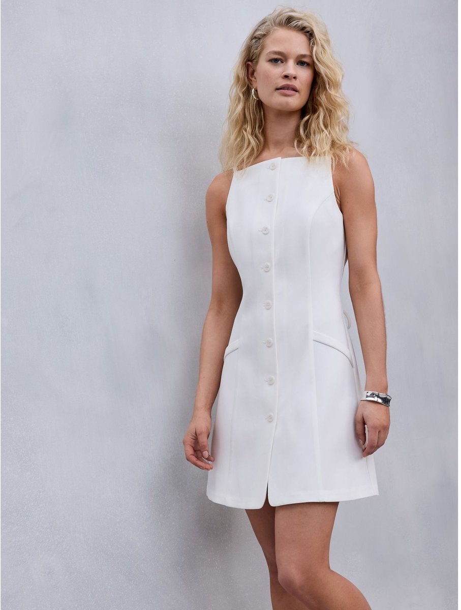 Next - Dames - Mouwloze mini-jurk met knopen - Wit