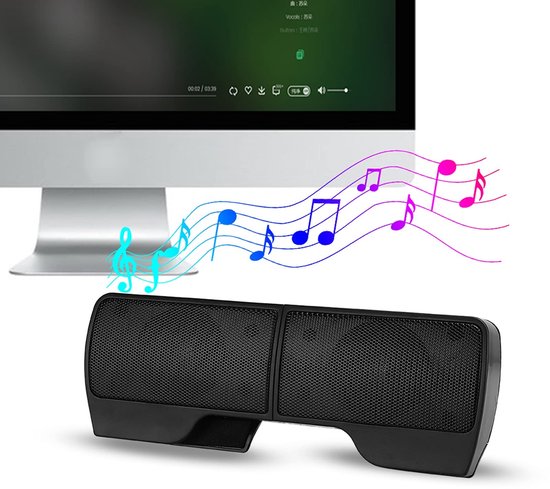 Dailygoody - Laptop Soundbar - USB Draagbare Speaker - Mini Desktop Geluid - 2.0 Audio Systeem - Geschikt voor Notebook en Telefoon - Compact formaat — afbeelding 5
