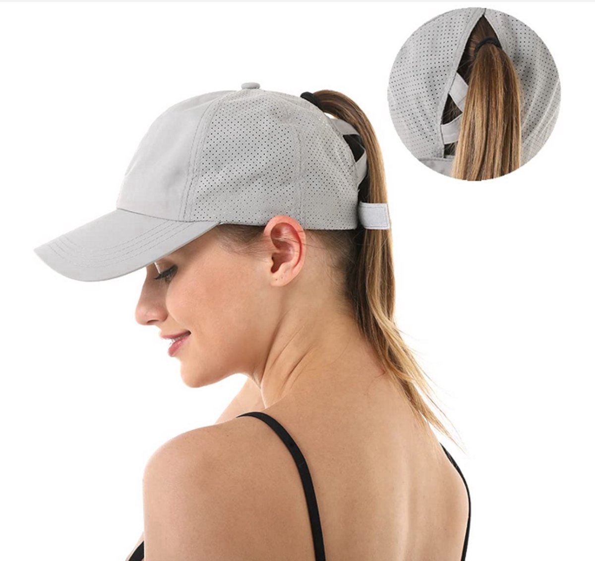 Kraftverdia® -Petten - Baseball Cap dames - Zomer Baseball Pet - UV-werend & Ventilerend - Verstelbaar - Grijs