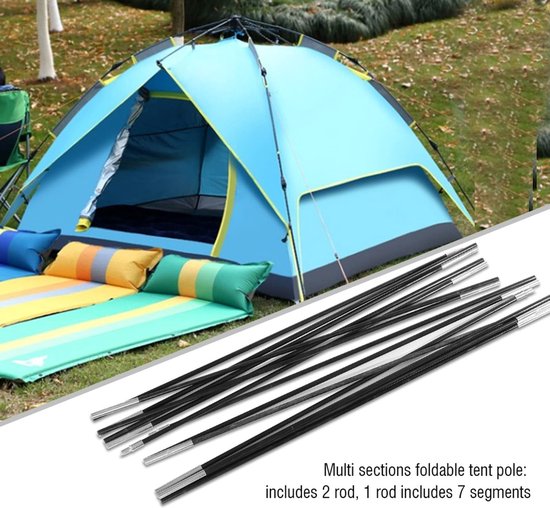 Dailygoody - Tentsteunstang - Glasvezel - Duurzaam en sterk - Opvouwbaar formaat - Campingtentstok voor 3-4 personen - Ideaal voor buitengebruik — afbeelding 4