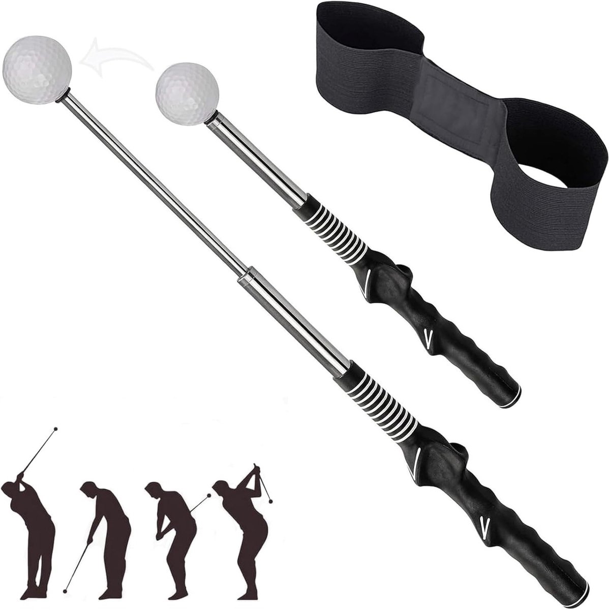 Retractable Golf Grip Strength Trainer met Polsband voor Postuurcorrectie en Verbetering van Golftechniek, Ideaal voor Beginners en Professionals