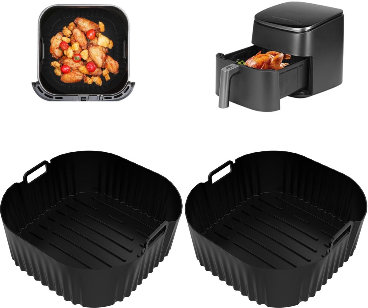 Dailygoody - Silicone Air Fryer Moulds - 2pcs - Geschikt voor diverse airfryers - 21x21x9 cm - Bakaccessoires - Perfect voor gezonde snacks - Geschikt