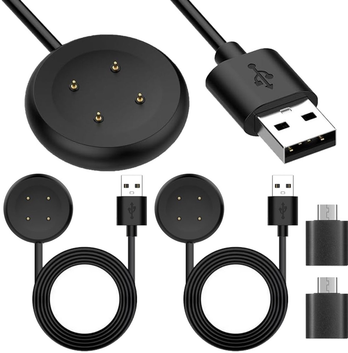 Dailygoody - USB Oplaadkabel voor Google Pixel Watch 2 & 3 - 2 Stuks met Type-C Adapter