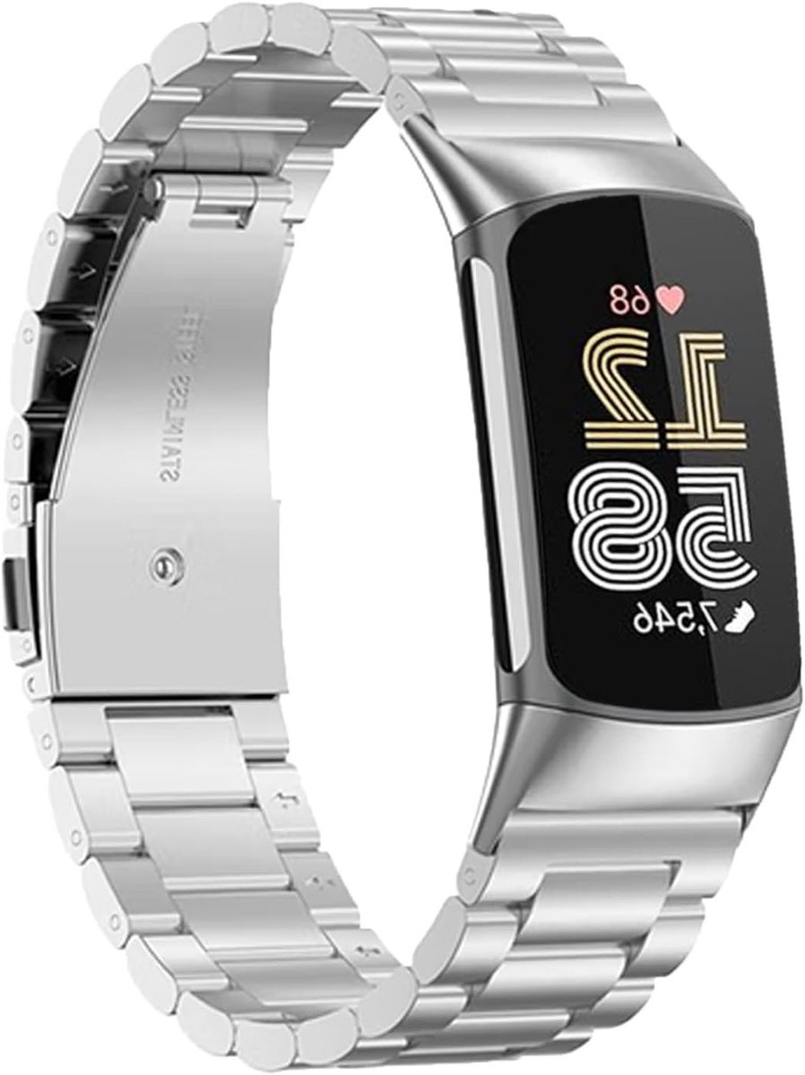 Stainless Steel Horlogeband 18MM voor Fitbit Charge 6/5, Verstelbare Metalen Vervangband met Snelsluiting voor Fitness Tracker en Stijlvolle Look