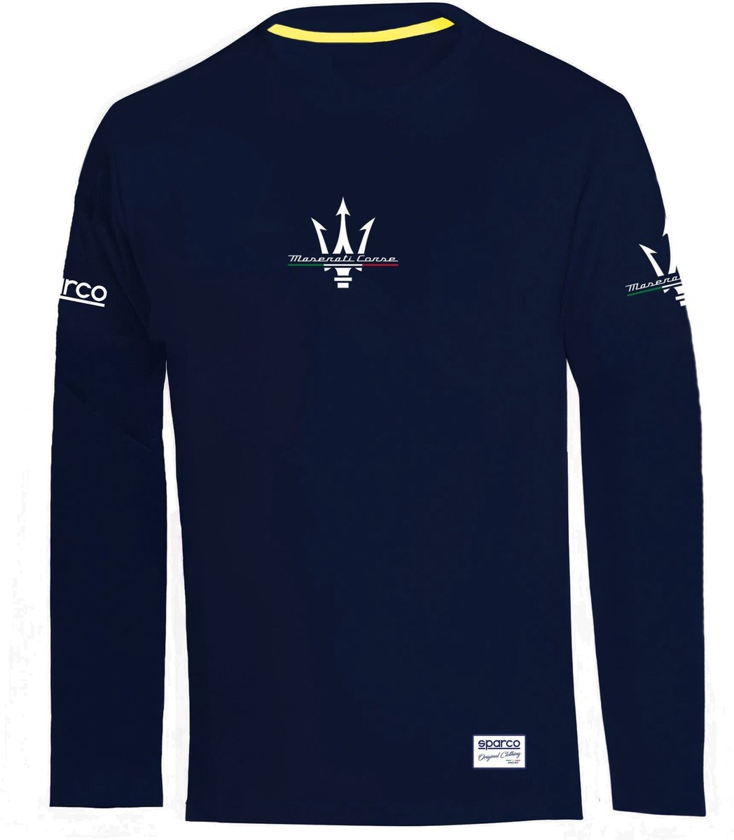 Sparco Longsleeve T-Shirt Maserati T-Shirt - Marineblauw/Wit