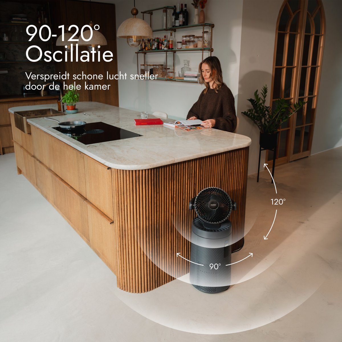 Bloomfold Luchtreiniger en Ventilator Cyclone – H13 HEPA & UVC-licht – 400 m³/h CADR – Air Purifier - Medische Filtratieklasse tegen Pollen & Fijnstof — afbeelding 5