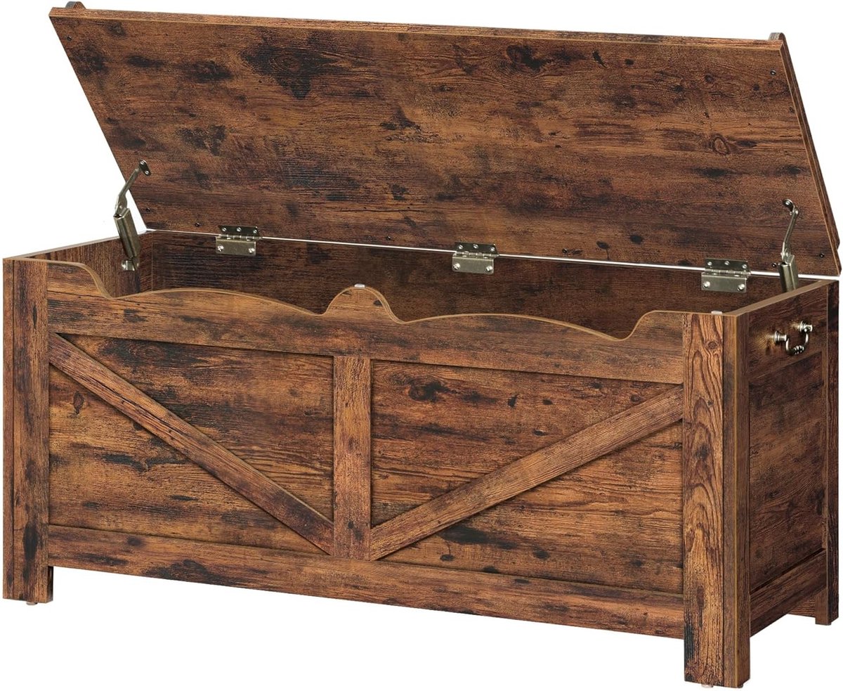 Schoenenbank met Opbergruimte, 100 cm Lang, Veiligheidsgevechten, Vintage Bruin, Ideaal voor Hal en Woonkamer, Stevige Constructie en Stijlvol Ontwerp