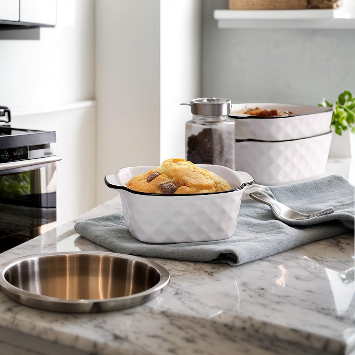 Set van 4 Keramische Ovenschaaltjes Klein - Ovenbestendige Grillpan met Handvatten — cadeau in Kookcadeaus - foto 5