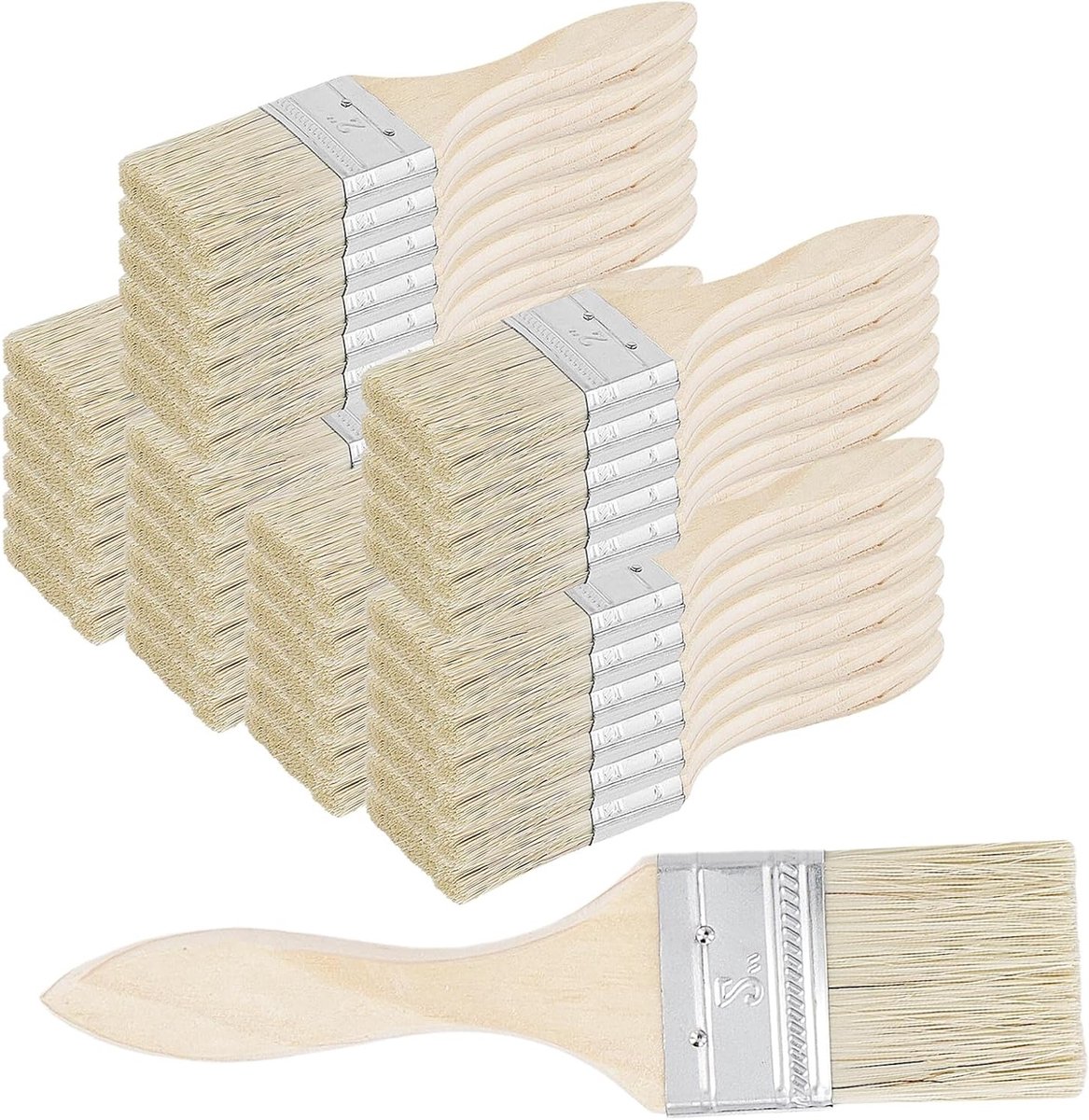 36 Stuks Houten Kwasten met 5 cm Handvat voor Beits, Vernis en DIY Klussen - 19 x 5 cm